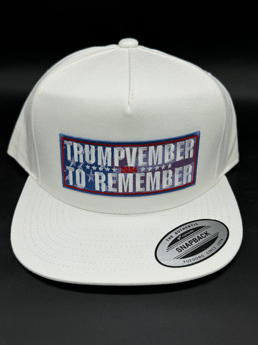 "TRUMPVEMBER TO REMEMBER" WHITE SNAPBACK HAT