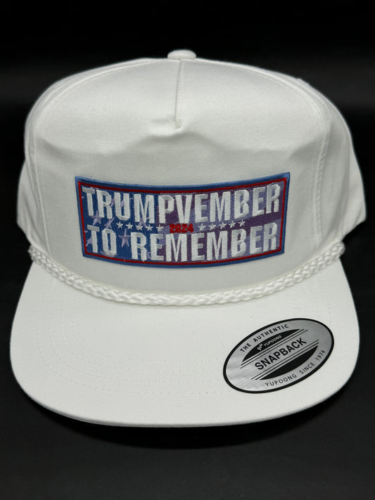 "TRUMPVEMBER TO REMEMBER" WHITE GOLF SNAPBACK